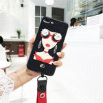 Phone Case Rhinestone Sunglasses Design Flower Hand Strap