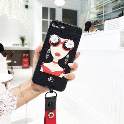Phone Case Rhinestone Sunglasses Design Flower Hand Strap