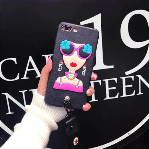 Phone Case Rhinestone Sunglasses Design Flower Hand Strap