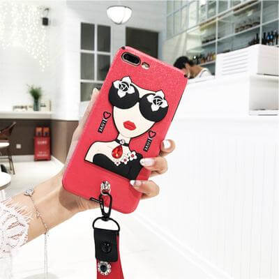 Phone Case Rhinestone Sunglasses Design Flower Hand Strap