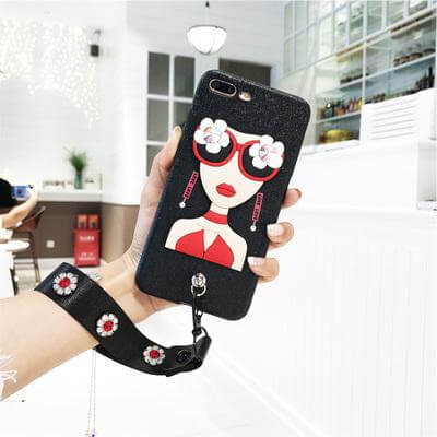 Phone Case Rhinestone Sunglasses Design Flower Hand Strap
