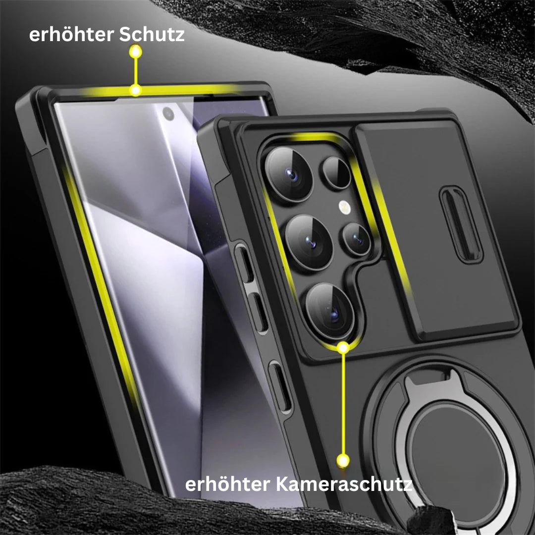 Phone Case Shock-Absorbing Ring Stand Sliding Camera Cover & MagSafe-Compatible
