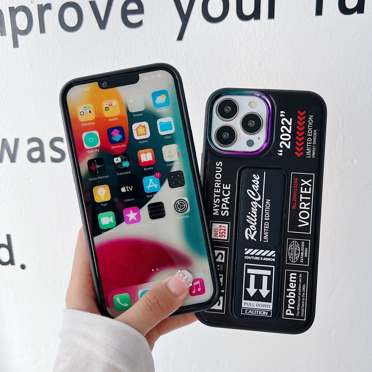 Phone Case Shockproof Hard Shell Built-In Holder