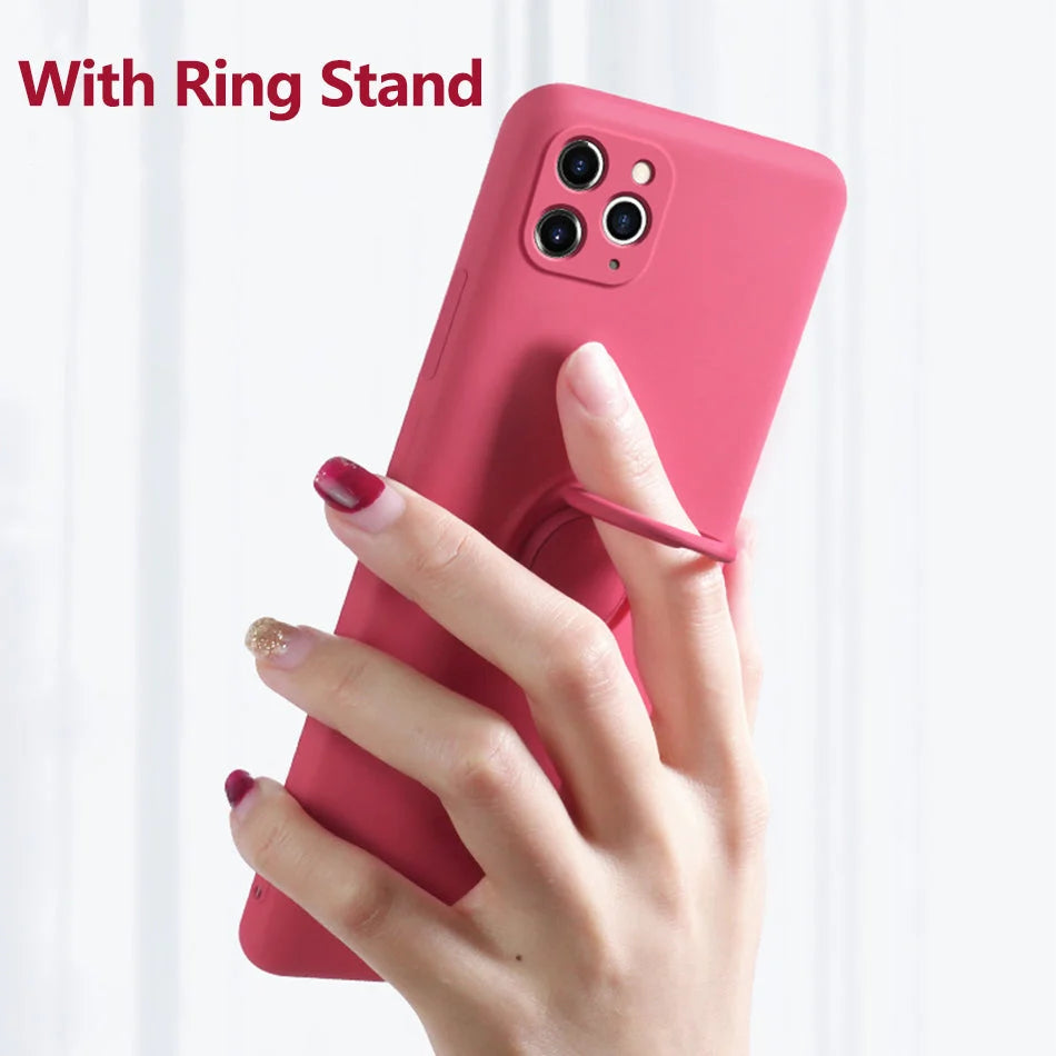 Phone Case Silicone 360° Ring Kickstand Magnetic Mount