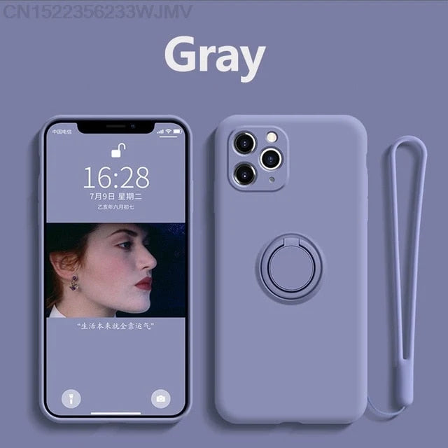 Phone Case Silicone 360° Ring Kickstand Magnetic Mount