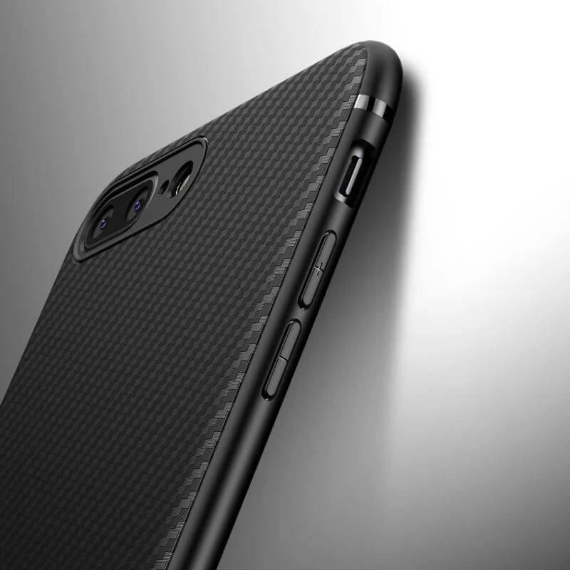 Phone Case Slim Silicone TPU Carbon Fiber Pattern Dust Plug
