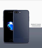 Phone Case Slim Silicone TPU Carbon Fiber Pattern Dust Plug
