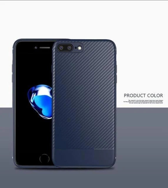 Phone Case Slim Silicone TPU Carbon Fiber Pattern Dust Plug