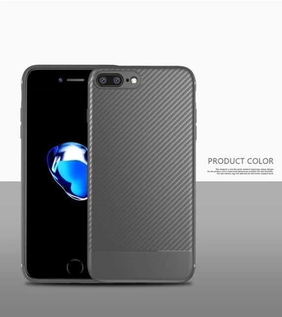 Phone Case Slim Silicone TPU Carbon Fiber Pattern Dust Plug