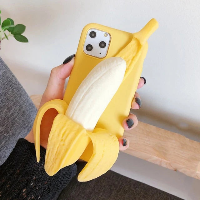 Phone Case Soft Silicone 3D Banana Design Full Coverage Protection