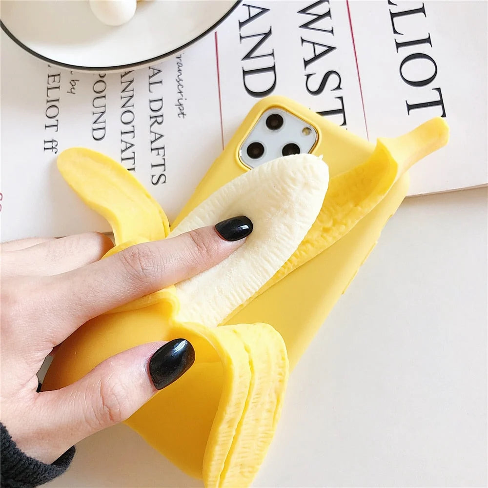 Phone Case Soft Silicone 3D Banana Design Full Coverage Protection