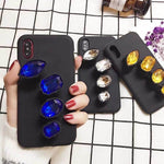 Phone Case Soft Silicone Rhinestone Ring Stand Kickstand