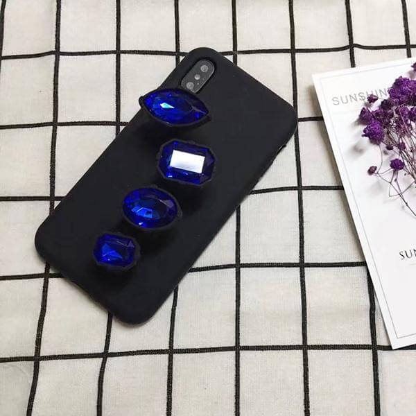 Phone Case Soft Silicone Rhinestone Ring Stand Kickstand