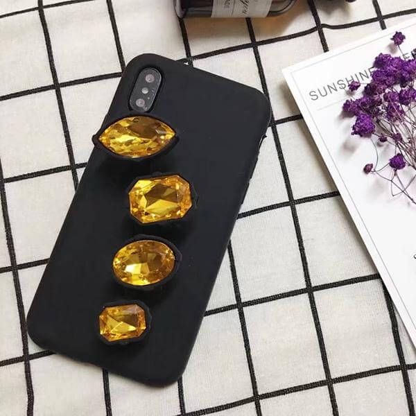 Phone Case Soft Silicone Rhinestone Ring Stand Kickstand