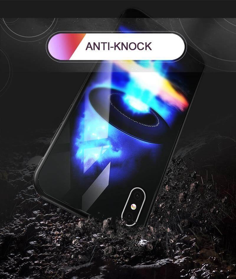 Phone Case Tempered Glass Back Silicone Edges Impact-Resistant