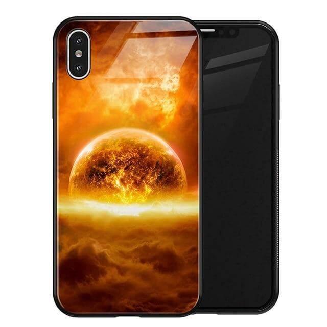 Phone Case Tempered Glass Back Silicone Edges Impact-Resistant
