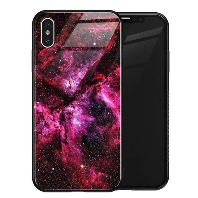 Phone Case Tempered Glass Back Silicone Edges Impact-Resistant