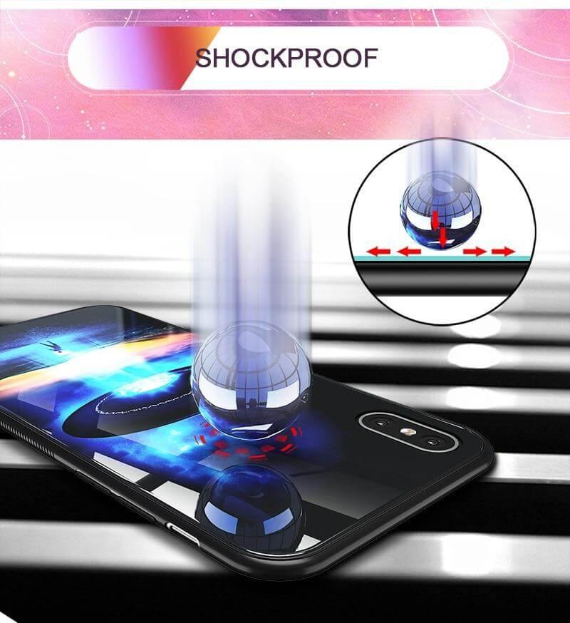 Phone Case Tempered Glass Back Silicone Edges Impact-Resistant
