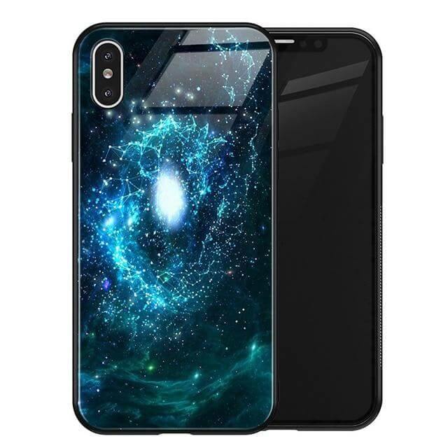 Phone Case Tempered Glass Back Silicone Edges Impact-Resistant
