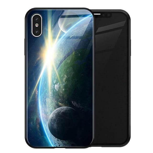 Phone Case Tempered Glass Back Silicone Edges Impact-Resistant