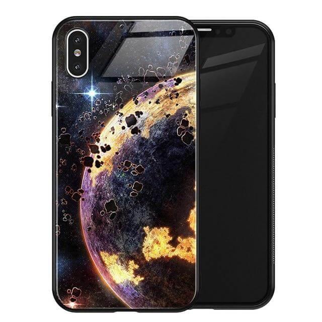Phone Case Tempered Glass Back Silicone Edges Impact-Resistant
