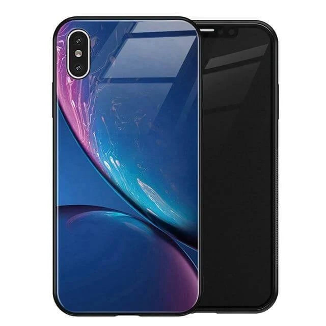 Phone Case Tempered Glass Back Silicone Edges Impact-Resistant