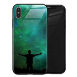 Phone Case Tempered Glass Back Silicone Edges Impact-Resistant