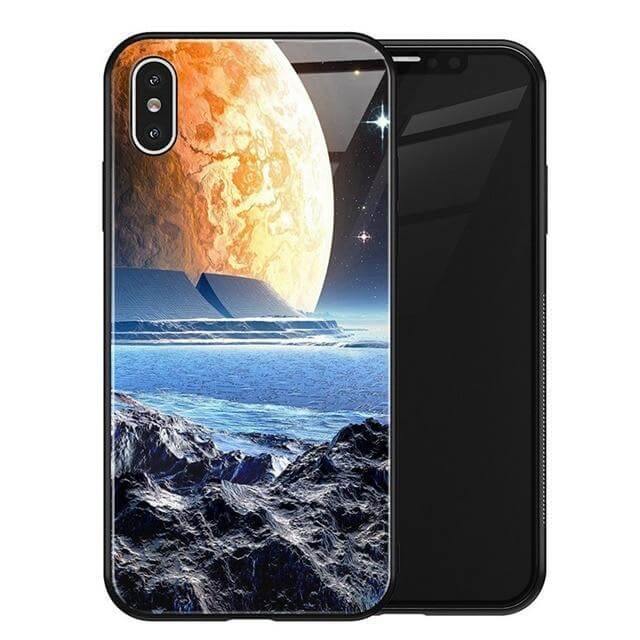 Phone Case Tempered Glass Back Silicone Edges Impact-Resistant