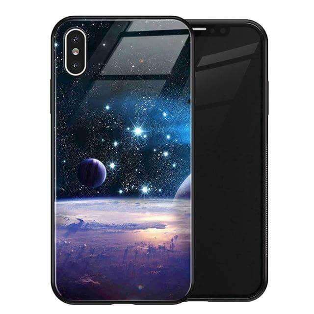 Phone Case Tempered Glass Back Silicone Edges Impact-Resistant