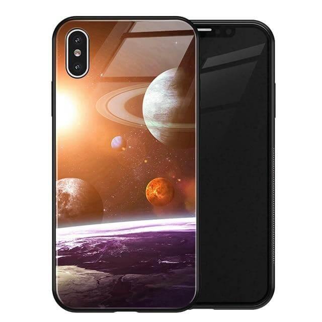 Phone Case Tempered Glass Back Silicone Edges Impact-Resistant