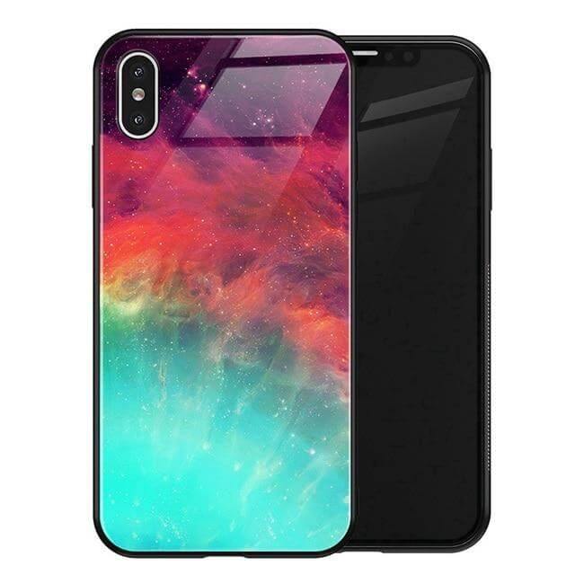 Phone Case Tempered Glass Back Silicone Edges Impact-Resistant
