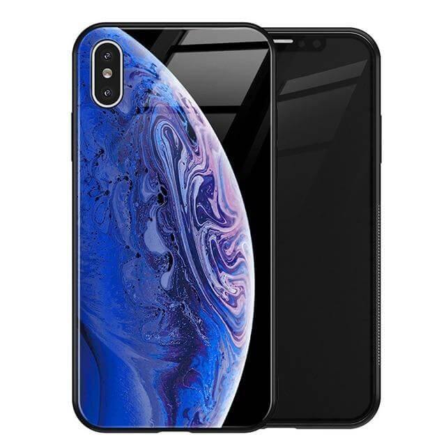 Phone Case Tempered Glass Back Silicone Edges Impact-Resistant