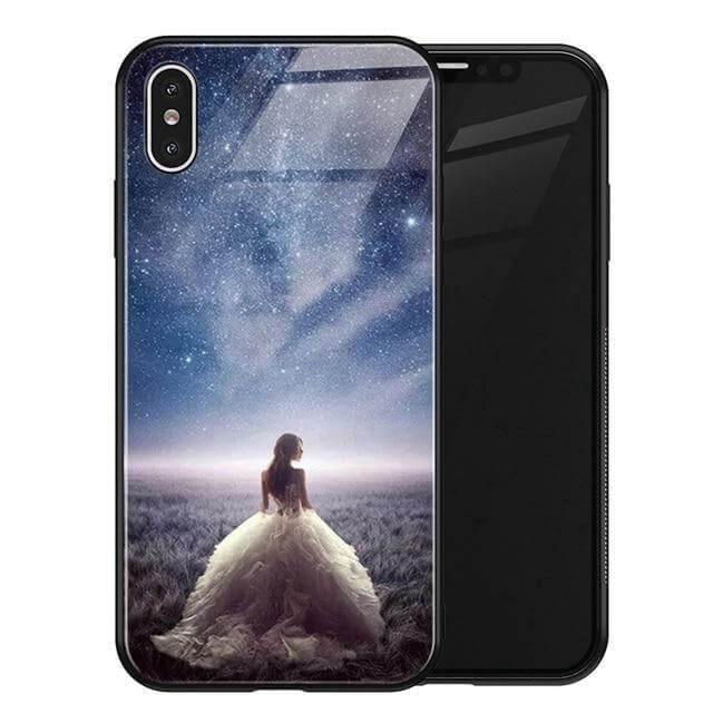 Phone Case Tempered Glass Back Silicone Edges Impact-Resistant