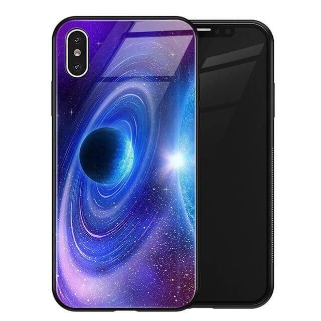 Phone Case Tempered Glass Back Silicone Edges Impact-Resistant