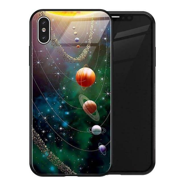 Phone Case Tempered Glass Back Silicone Edges Impact-Resistant