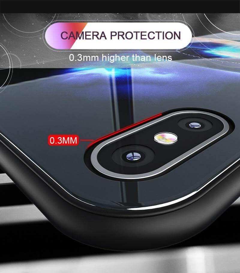 Phone Case Tempered Glass Back Silicone Edges Impact-Resistant