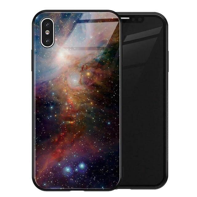 Phone Case Tempered Glass Back Silicone Edges Impact-Resistant