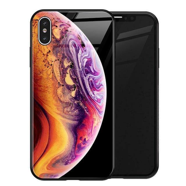 Phone Case Tempered Glass Back Silicone Edges Impact-Resistant