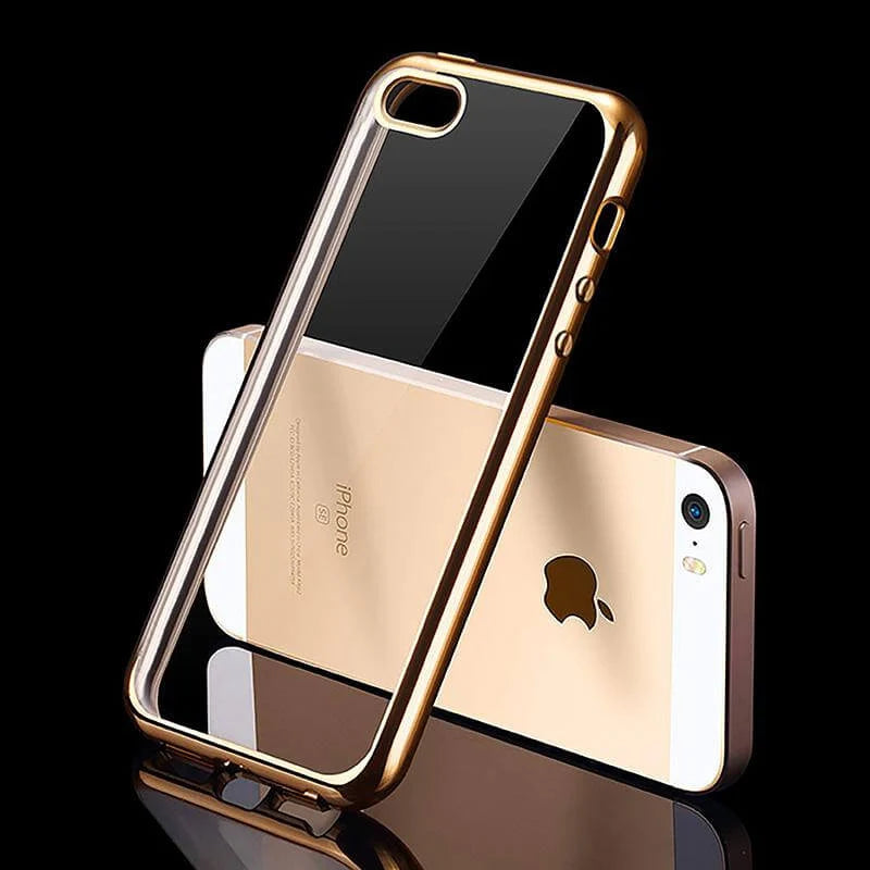 Phone Case Transparent Back Plated Silicone Bumper