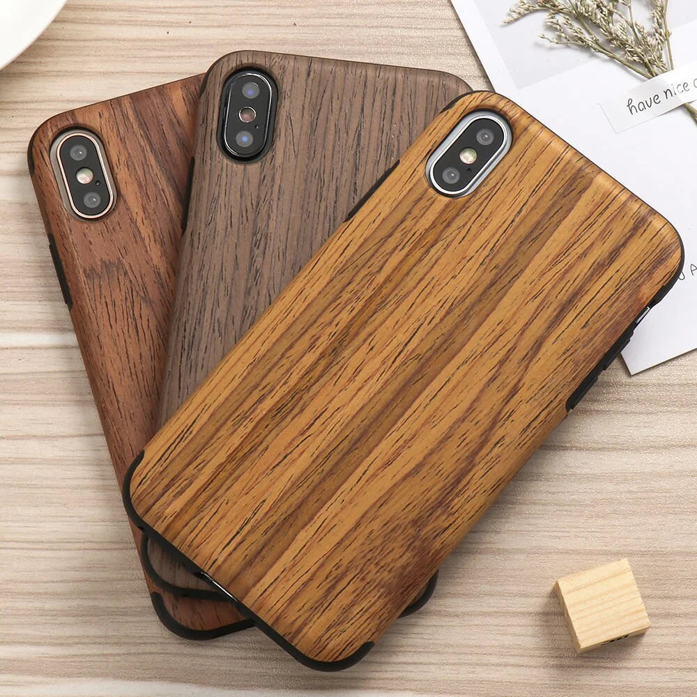 Phone Case Wood Veneer Shock-Absorbing Slim Profile