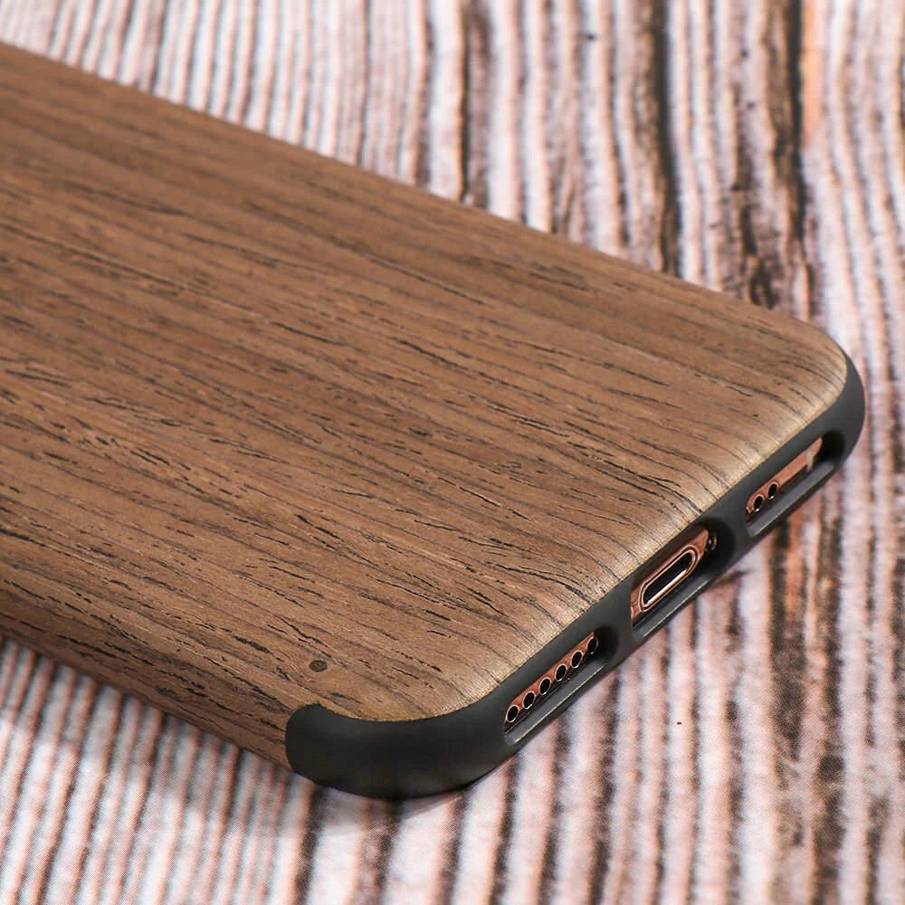 Phone Case Wood Veneer Shock-Absorbing Slim Profile