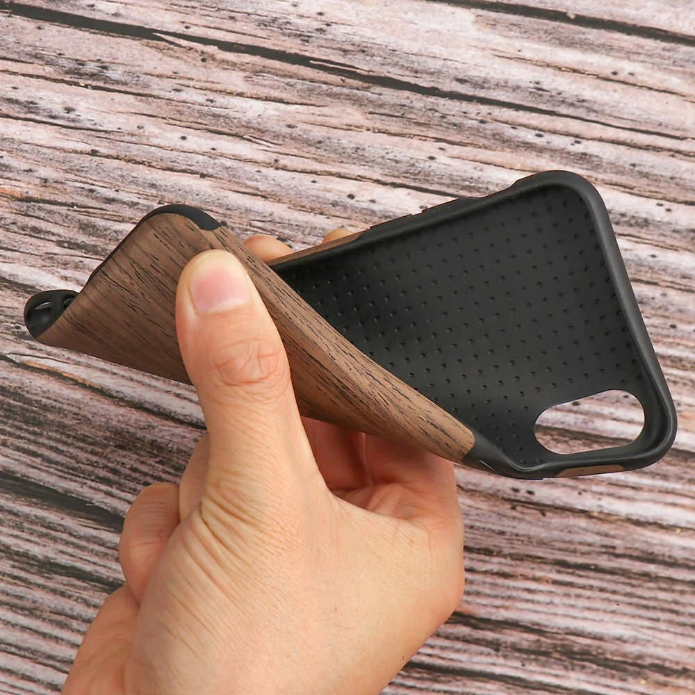 Phone Case Wood Veneer Shock-Absorbing Slim Profile