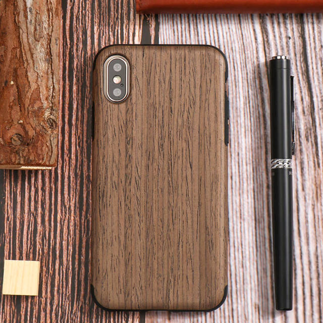Phone Case Wood Veneer Shock-Absorbing Slim Profile