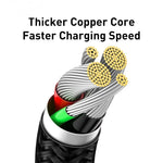 Phone Charging Cable Fast Charging LED Indicator Braided Nylon