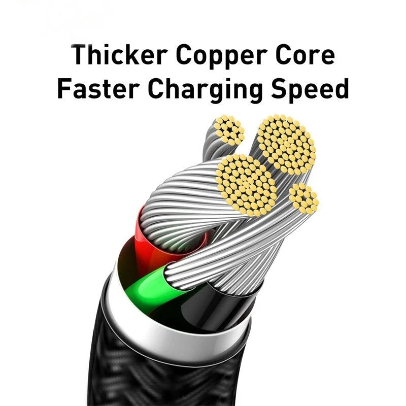 Phone Charging Cable Fast Charging LED Indicator Braided Nylon