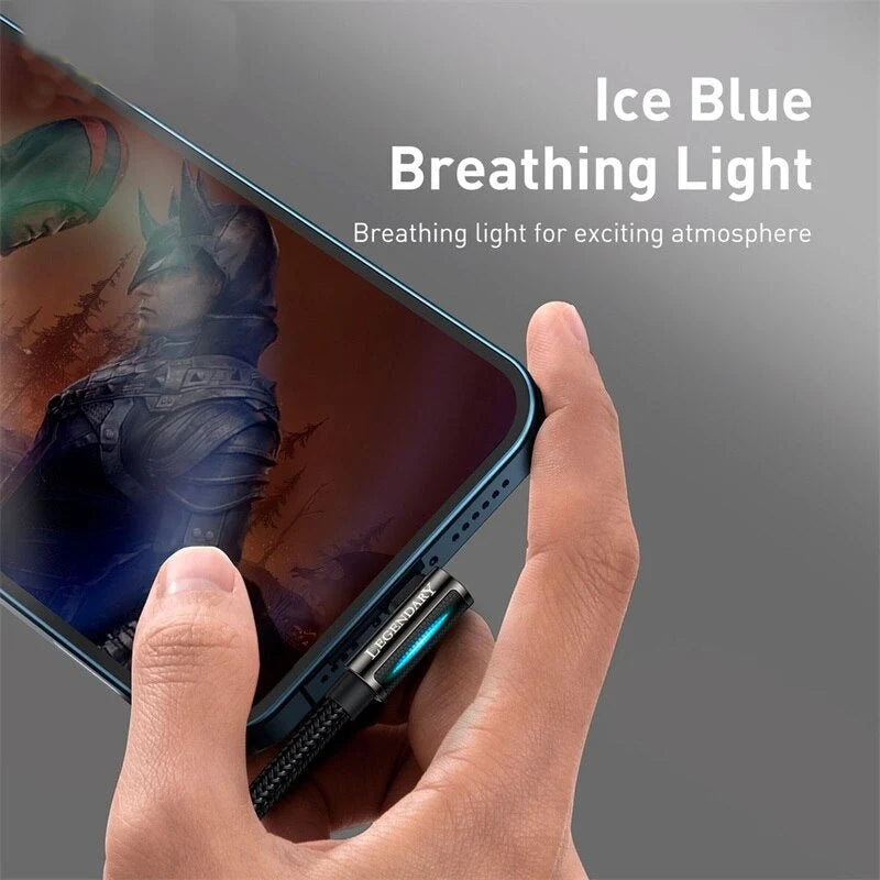 Phone Charging Cable Fast Charging LED Indicator Braided Nylon