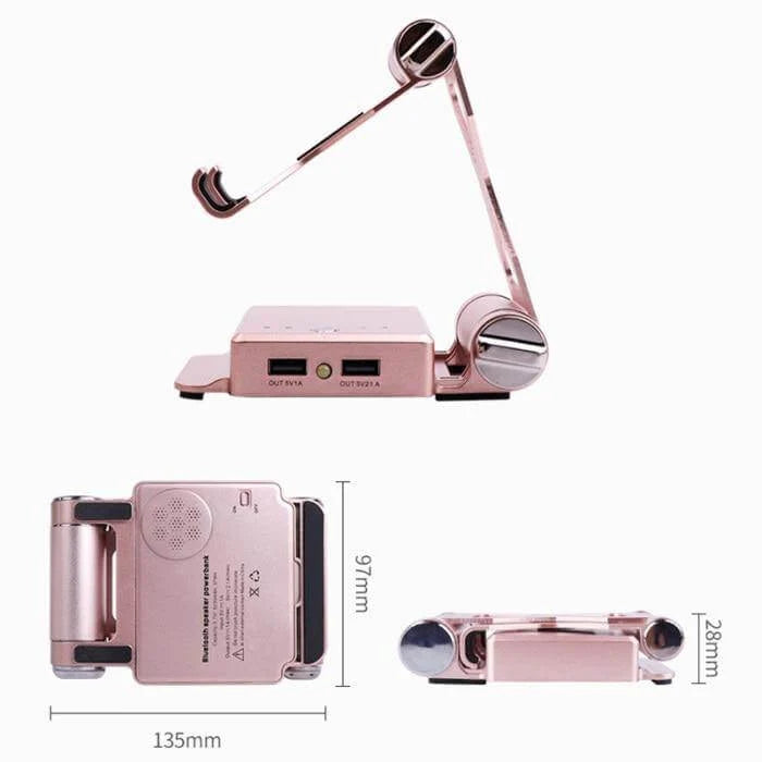 Phone Charging Stand 360° Rotating Bluetooth Speaker Dual USB