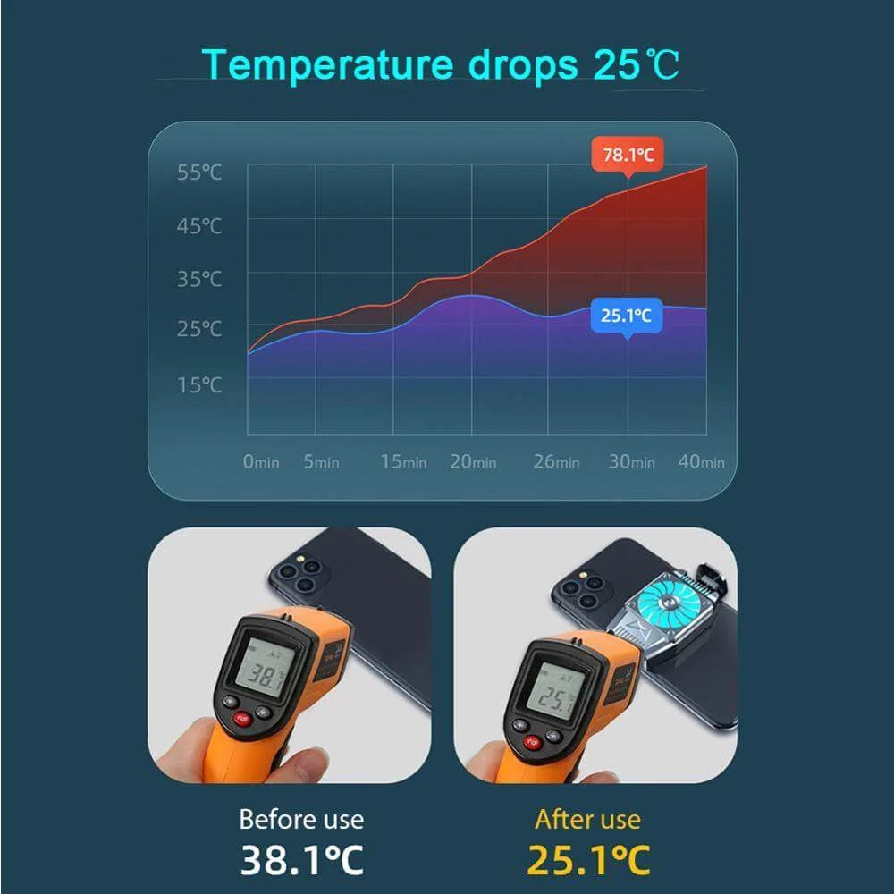 Phone Cooling Fan Clip-On Quiet 5000 RPM