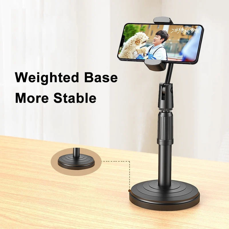 Phone Stand Adjustable Height Rotating Weighted Base