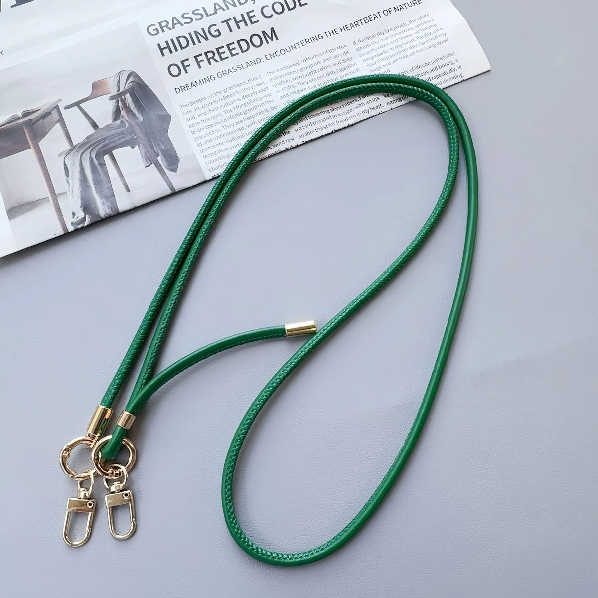 Phone Strap Leather Adjustable Length With Metal Clips